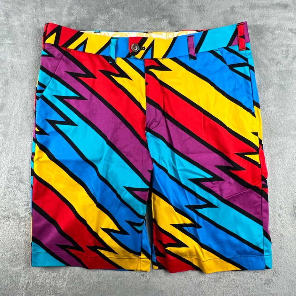 Loudmouth Golf Shorts Mens 34 Blue Captain Thunderbolt Performance Sports